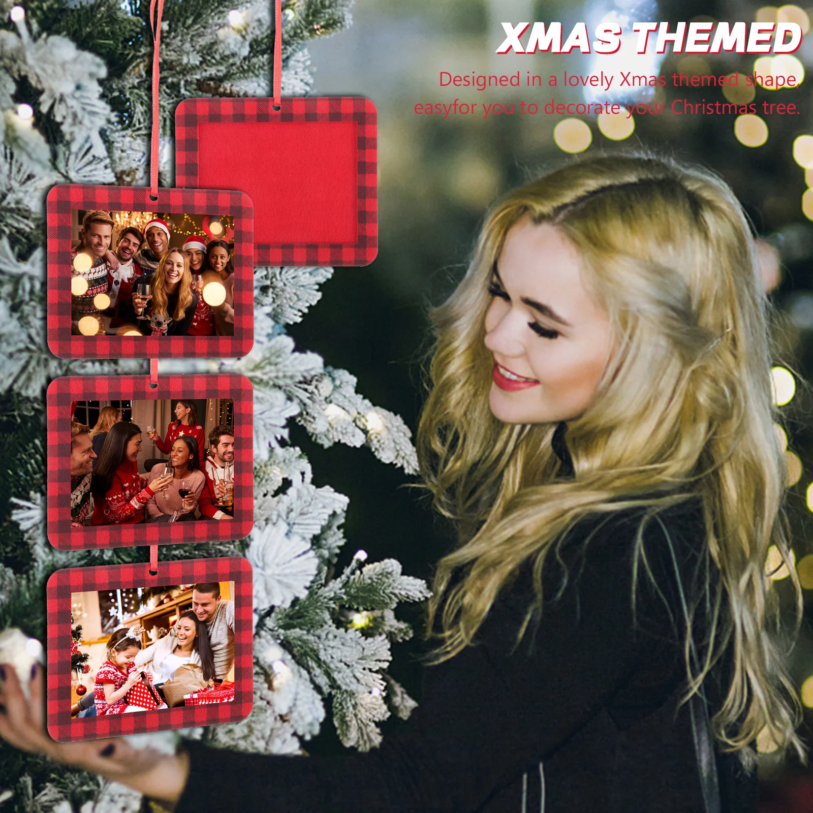 

12Pcs Felt Photo Frame Ornament Xmas Tree Pendant DIY Picture Frame Pendant Hanging Decoration Christmas Gift Christmas Decor