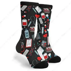 Medical Supplies Doctor Stethoscope Pills Microscope Heart Dna Novelty Fun Crew Socks Comfortable Men'S And Women'S Socks