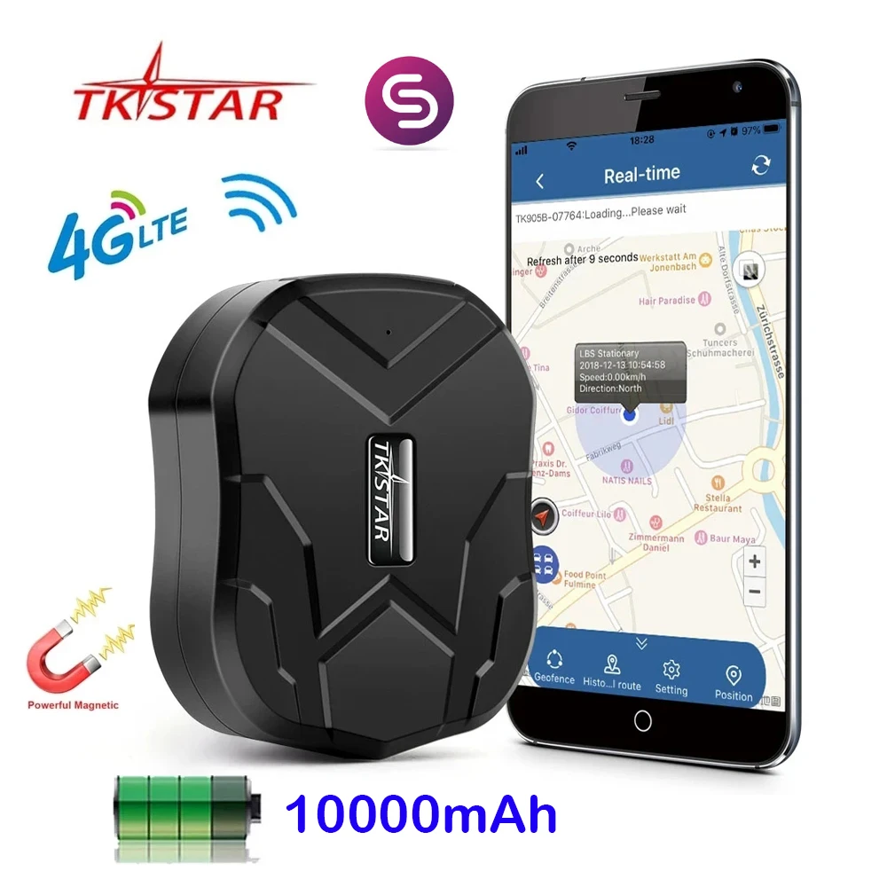 Rastreador gps 4G TK905B, gps para vehículo, 10000 mAh, Larga modo de reposo, localizador Gps con imán fuerte, aplicación Web gratuita, rastreador de vehículos gps