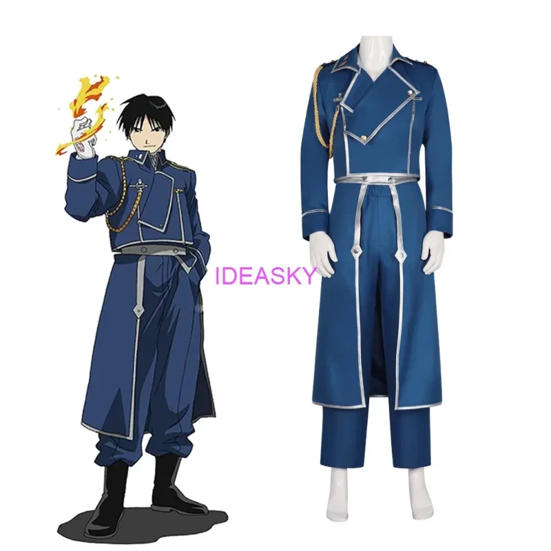 Fullmetal alchemist cosplay roy curl Mustang Cosplay Costumes Medieval Military Uniform Suit Jacket Coat Gloves Anime Cosplay MN