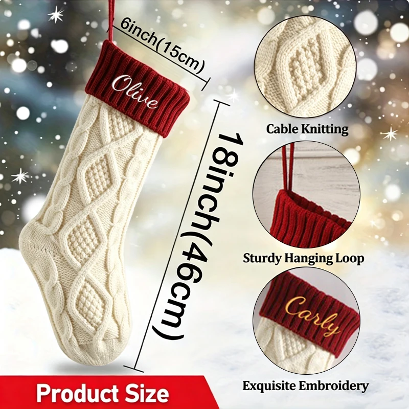 Custom Embroidery or Standard Styles, Two Options Available, Personalized Fashionable Diamond-Shaped Christmas Stockings, Large Capacity Candy Bags, Holiday Gift Bags, Can Hold Gifts and Candies, Suitable for Various Holidays, Adding to the Festive Atmosphere! a Great Choice for Holiday Gifts!