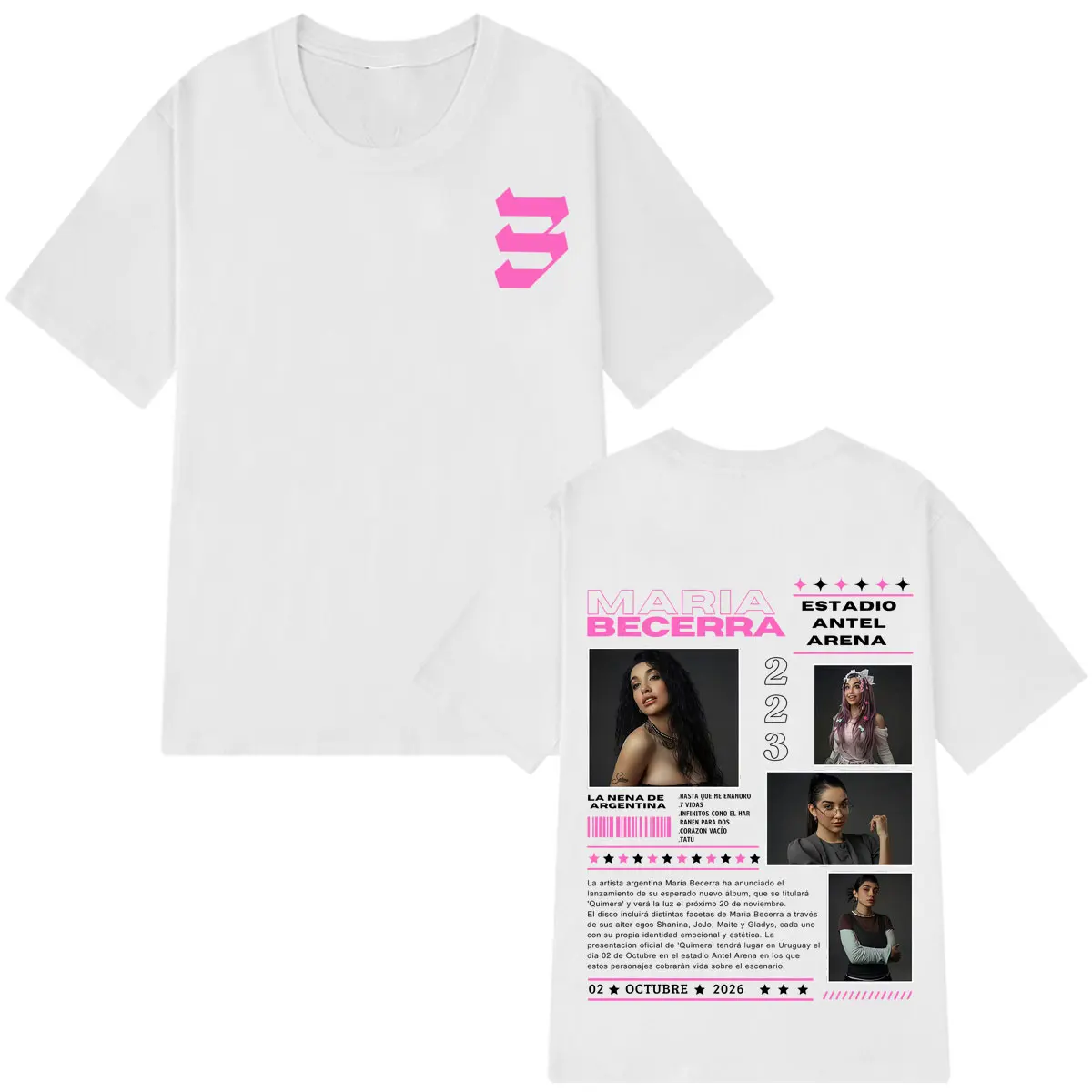 Singer Maria Becerra Album 2026 Fashion Graphics T-shirt Men Women Loose Oversized T-shirt Short-sleeved Casual Cotton T-shirts