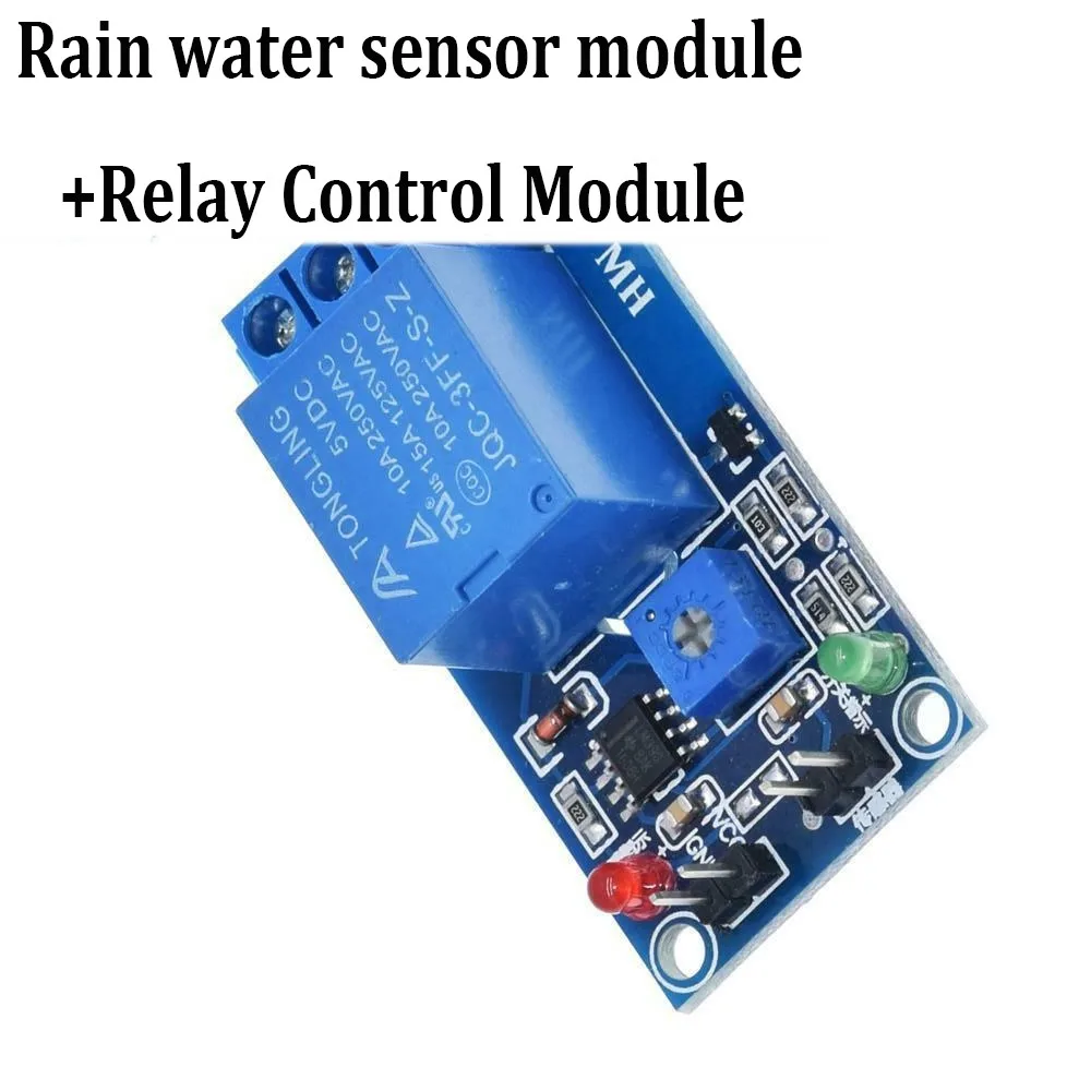 Arduino 및 Raspberry Pi 날씨 애플리케이션용 릴레이 출력 12V 비 센서가 있는 물 감지 모듈