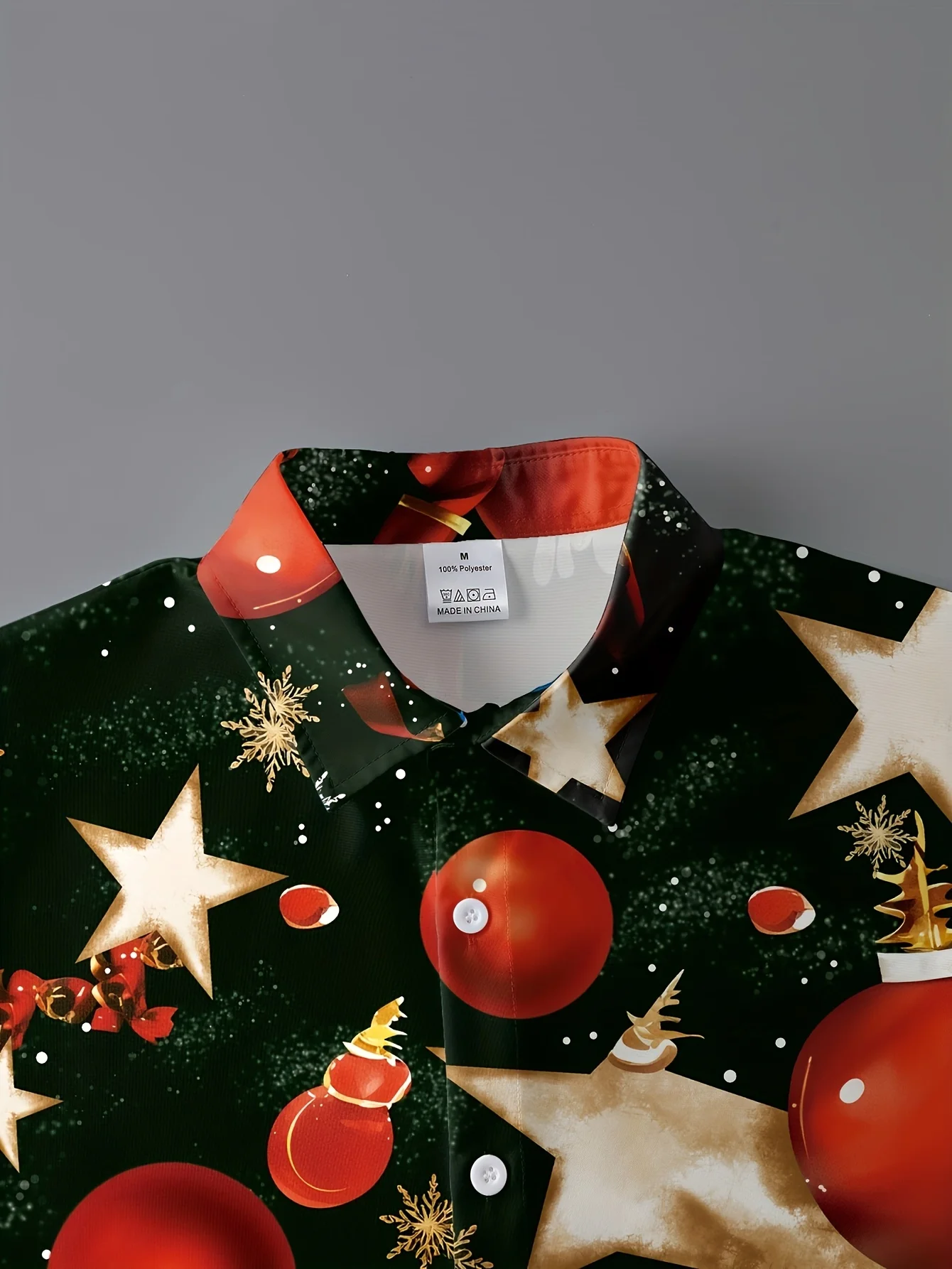 クリスマススタイルプリントメンズカジュアルチェック柄長袖シャツ