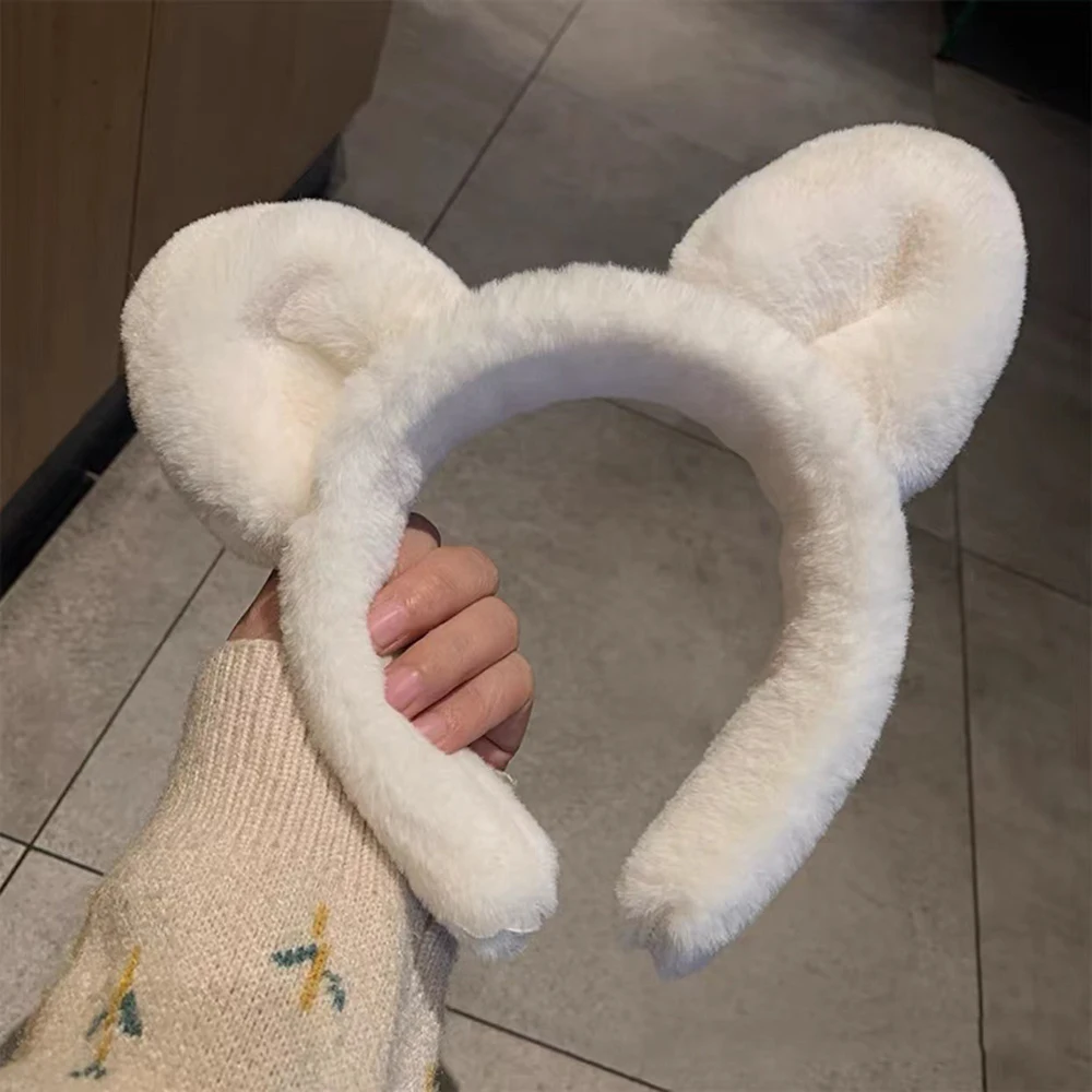 Cute Plush Cat Ears Hairband Bear Ear Headband Women Girl Makeup Head Band Hair Hoop Fashion Hair Accessories Headdress Headwear