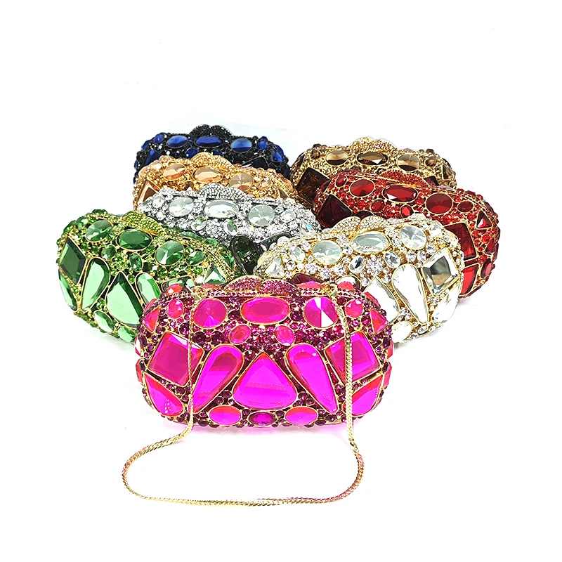 

Luxury Large Gemstone Evening Clutch Purse for Women - Sparkling Rhinestone Handbag Party Wedding Formal Women Bag
