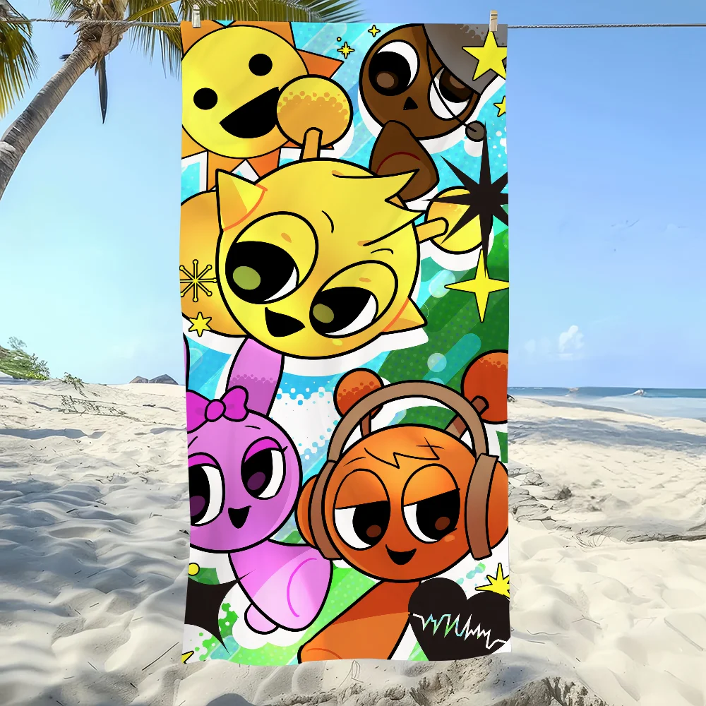 Cartoon Sprunki Pattern Beach Towel Soft Quick Dry Sports Bath Towel_voghion.com