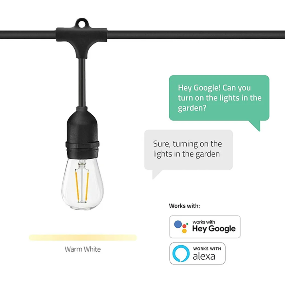 LED Smart String Light, Outdoor Patio Light with Edison Bulbs,2.4GHZ WI-FI App Controlled, Works with Alexa/Google Assistant