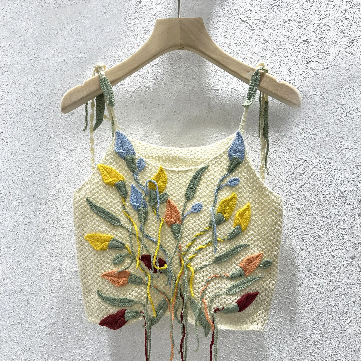 Flower Hand Hook Suspenders Knitted Vest Sleeveless 3D Decoration Sweater Tops 2024 Summer New in High Street Woman Clothing