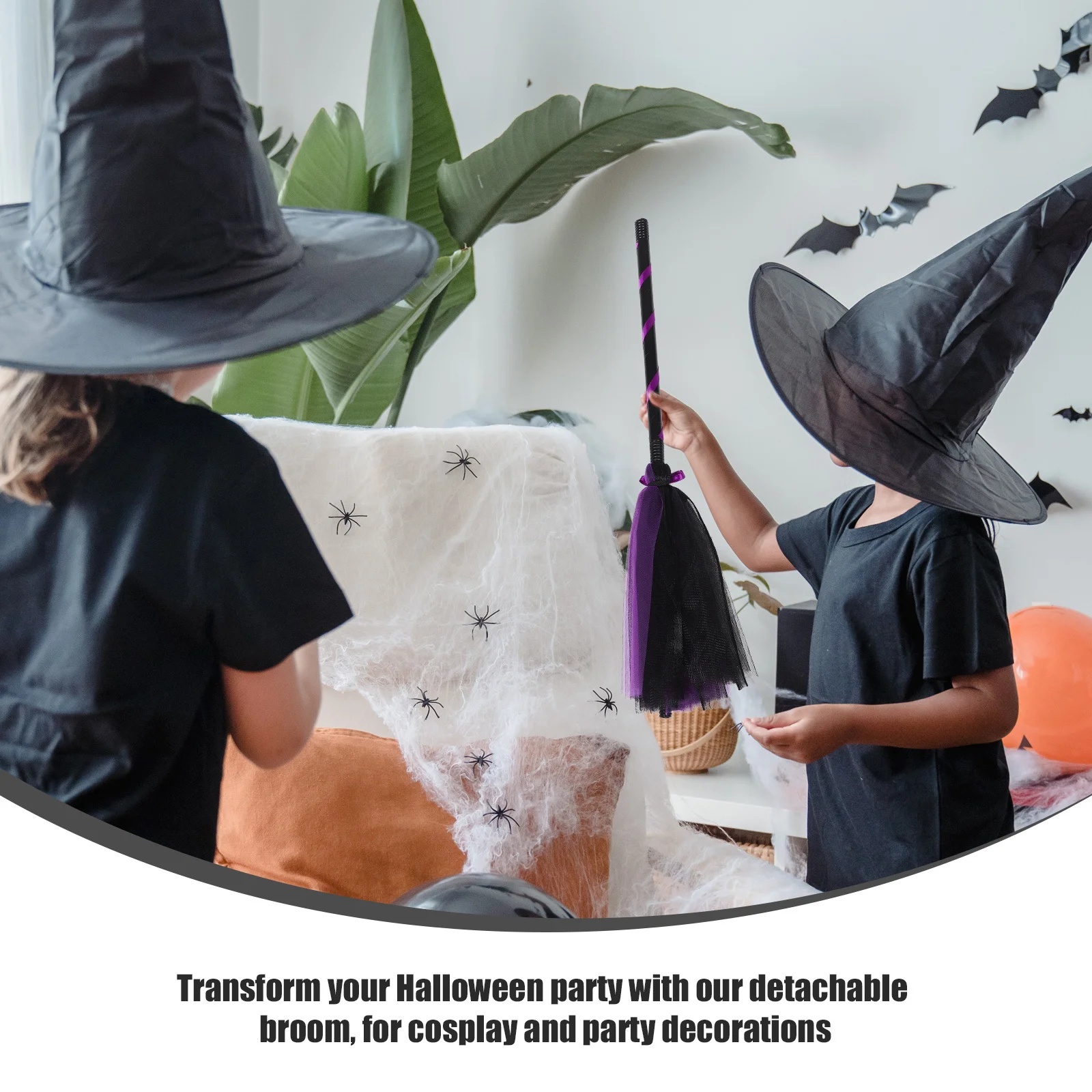 魔女ほうき ハロウィンパーティー用 子供用ほうきの柄 コスチューム装飾小道具 取り外し可能 子供に安全 ユニーク