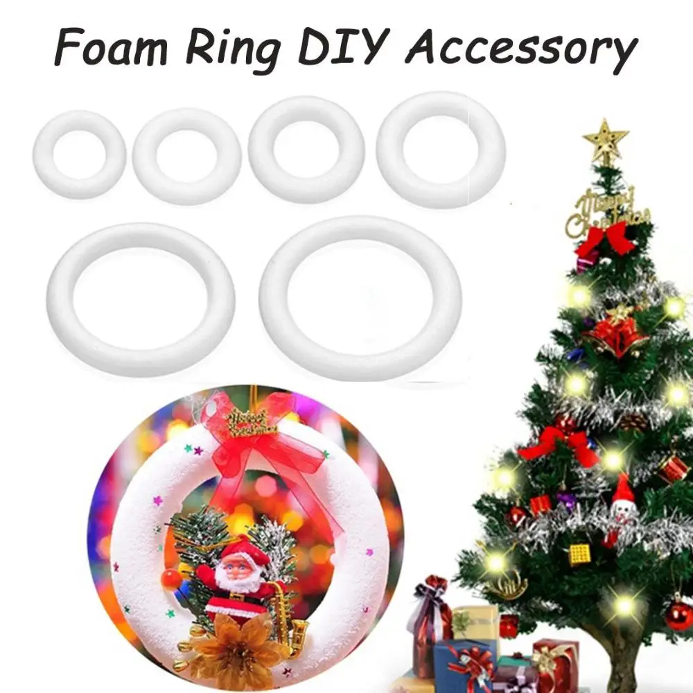 

1Pcs White Foam Ring Round For Christmas Crafts DIY Handmade Wreath Polystyrene Wedding Party Decorations
