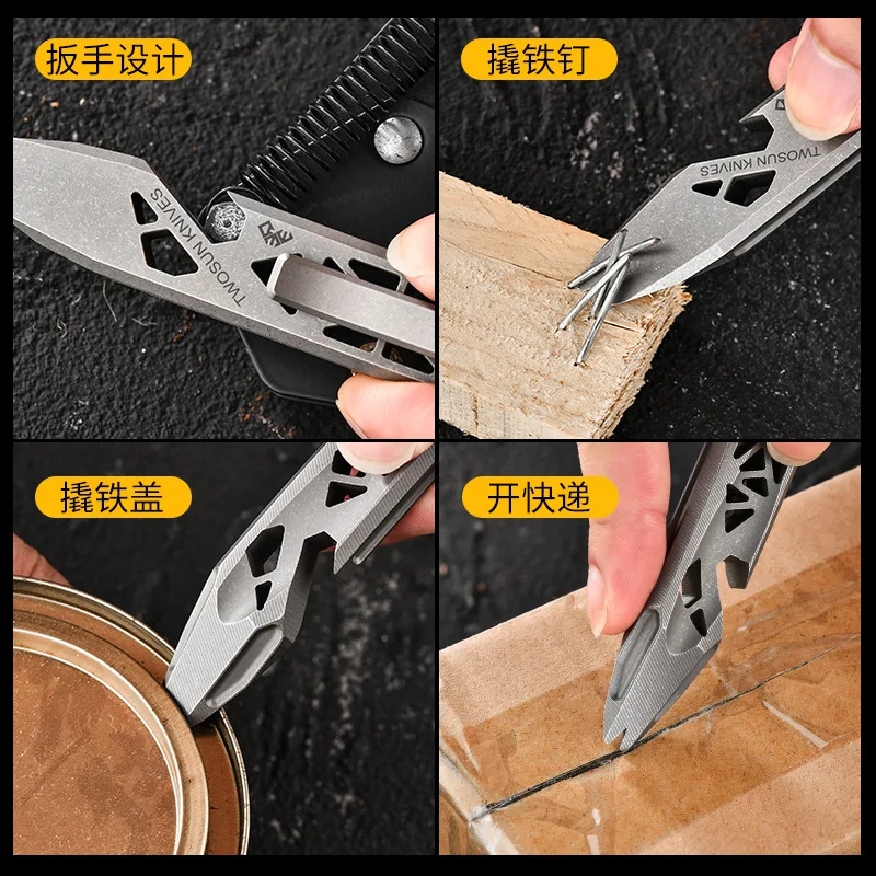 

New Titanium Alloy Hollow EDC Pry Bar Multifunctional Pry Iron Nail Bottle Opener Wrench Outdoor Camping Survival Tool