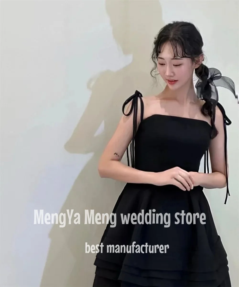 ZHUISHU 2025 NEW Vintage Black Korea Evening Dresses Spaghetti Straps Customized Tiered Bridal Reception Dress Vestidos De Novia