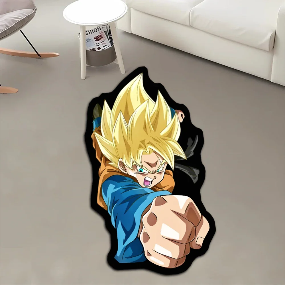 Alfombras de área Irregular Anime Dragon Ball Blue Goku, alfombra personalizada con ilusiones ópticas, alfombra impresa para decoración del hogar