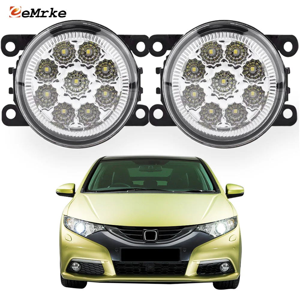 

EEMRKE 2 PCS Car-Styling Fog Lamp for Honda Civic IX FK_ Hatchback 2012 2013 2014 2015 9 Led Fog Lights H11 12V Front Bumper DRL