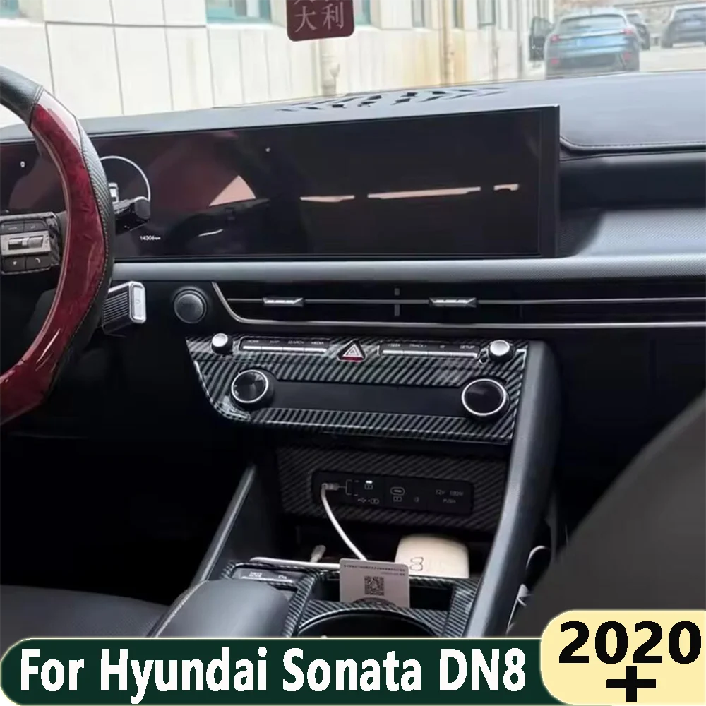 

For Hyundai Sonata DN8 2024 2025 Car Air Conditioning Knob Panel Decorative Frame Cover Trim Carbon Fiber LHD Carbon Fiber Look