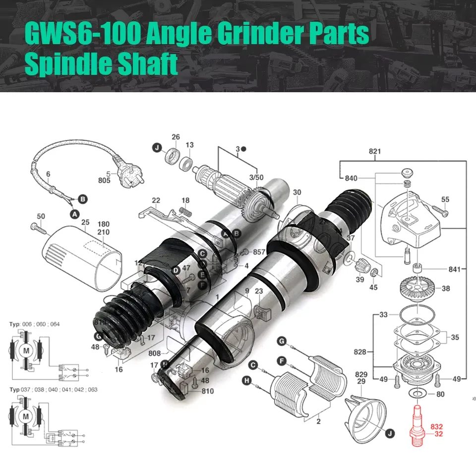 

2pcs Spindle Shaft Replace For Bosch GWS6-100 GWS7-100 GWS9-100 Angle Grinder Spare Parts Power Tools Accessories Hardness