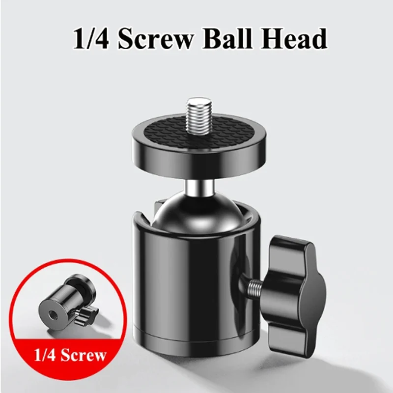 360 Degree Rotating Mobile Live Streaming Bracket Mini Tripod Ball Head 1/4 Screw Thread Double Hole Clip Multifunction Bracket