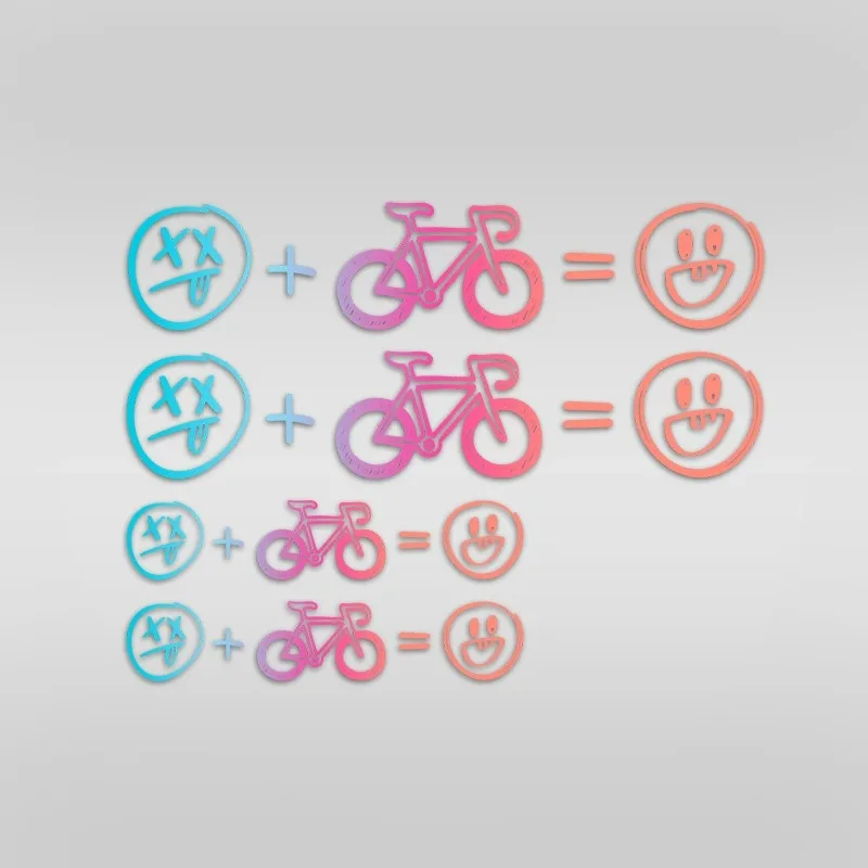 4 Stück/Blatt Happy Face Fahrradaufkleber – Rennrad-Dekoration, universell für Motorrad und Auto, Weihnachtsgeschenke