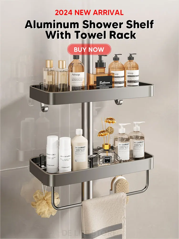 Ausziehbares Duschregal, Badezimmerregal ohne Bohren, Shampoo-Tablett, Duschaufbewahrungshalter, Badezimmer-Zubehör – Detail 1