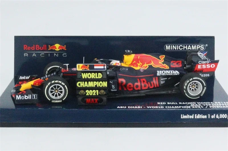 MINICHAMPS 1:43 2021 F1 RB16B #33 Max WINNER ABU DHABI W/PITBOARD Diecast Model Car