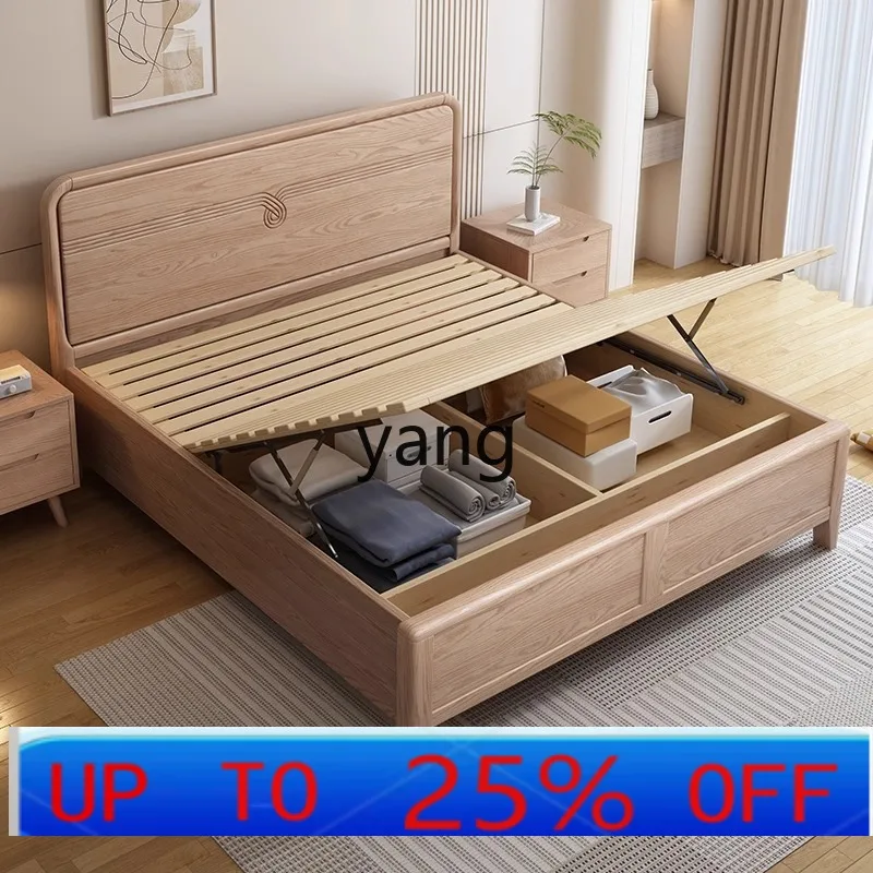 LH Solid Wood Bed Home Master Bedroom Modern Hotel Homestay Double Queen Bed