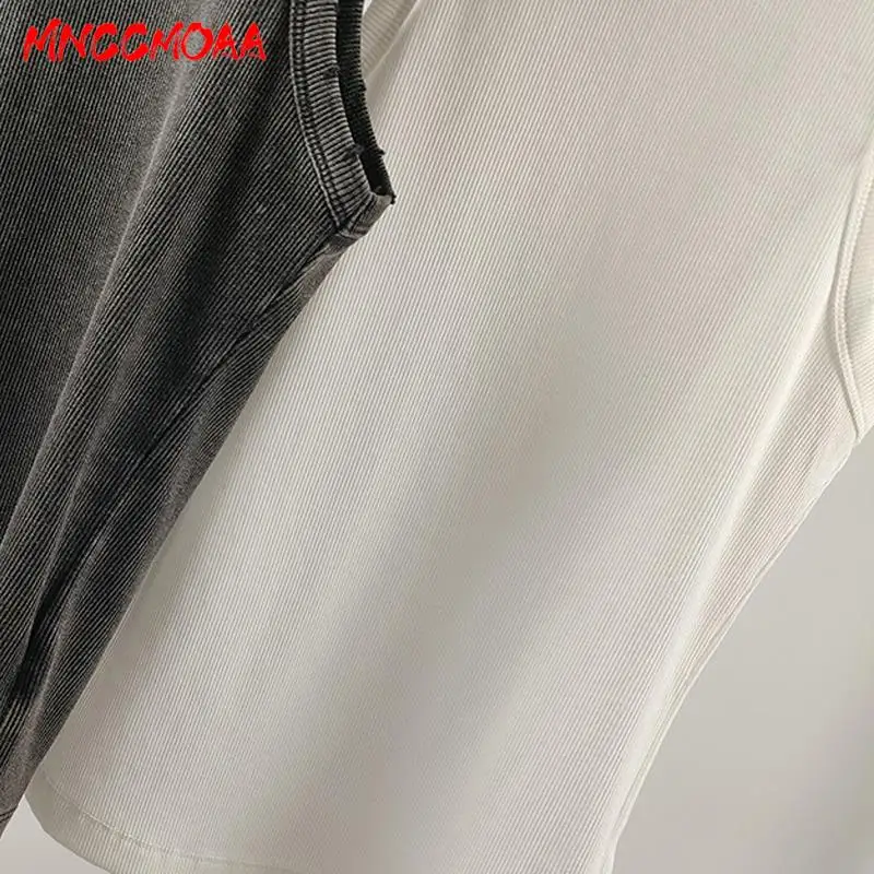 MNCCMOAA High Quality 2024 Summer Vintage Y2k Rib Vest Women Fashion Sexy Slim Tank Tops Female Bottoming Sleeveless T Shirts