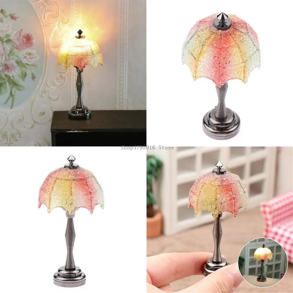 

Realistic Lampshade Table Lamp Bedroom Furniture Play Doll House Decoration