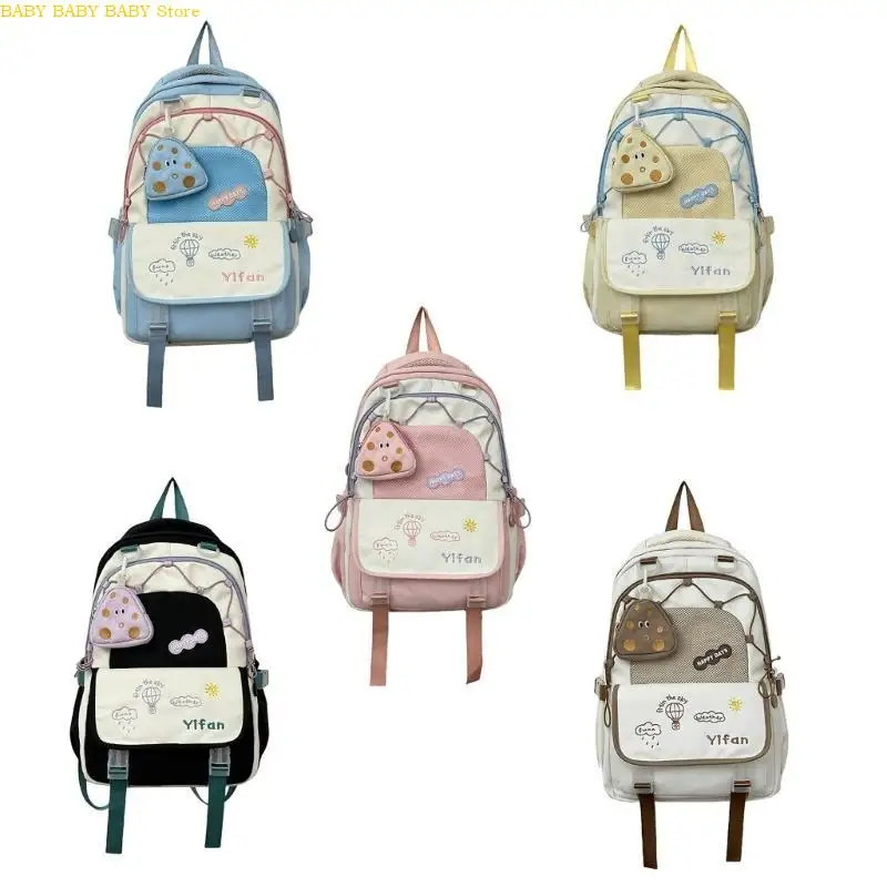 

Q81A School Backpack for Teens Girls with Coin Purse Contrast Color Large School Bag