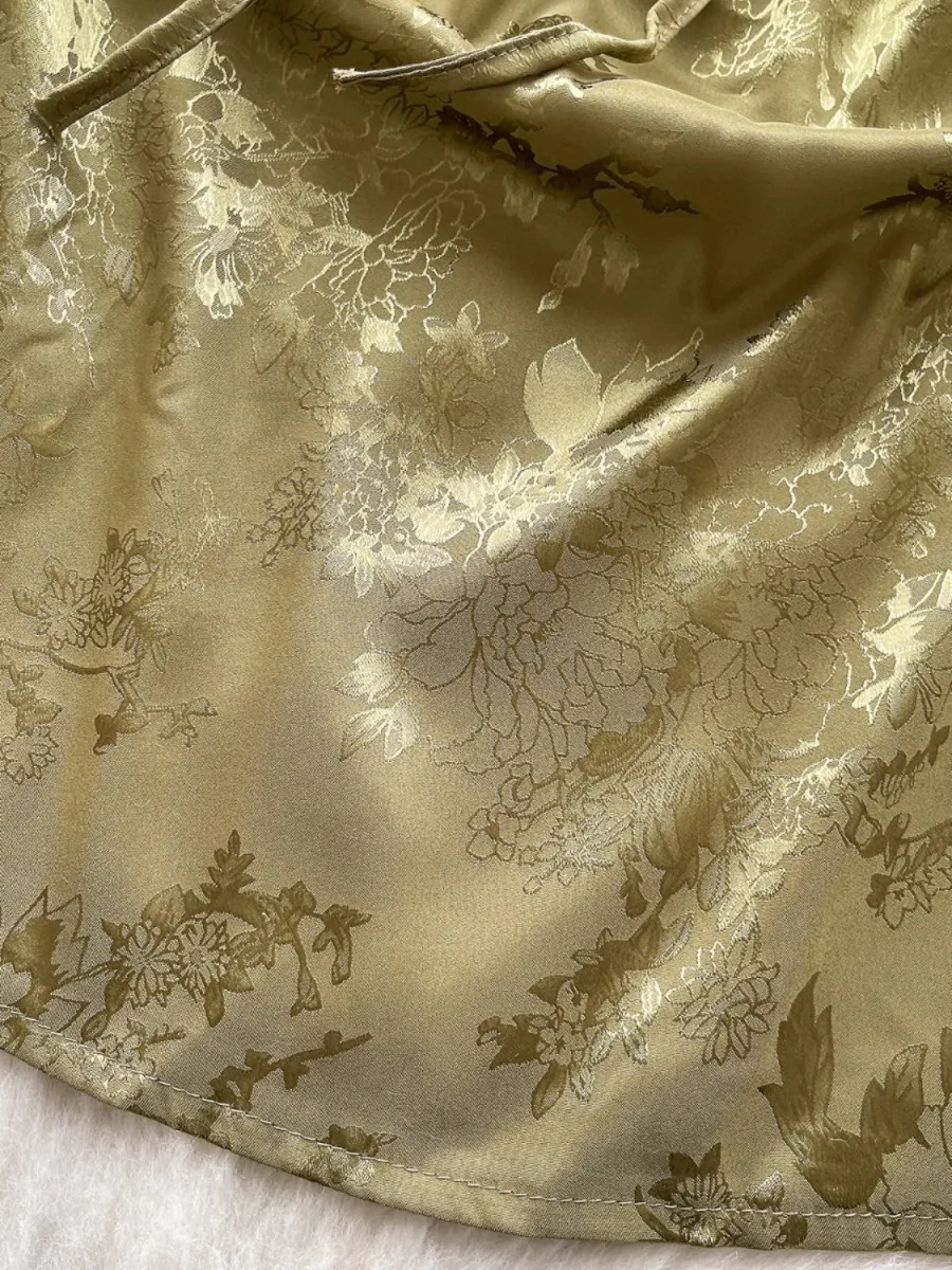 Foamlina-vestido Sexy Y2K con tirantes para niña, minivestido Halter de satén Jacquard con cintura de empalme de encaje francés para verano 2025