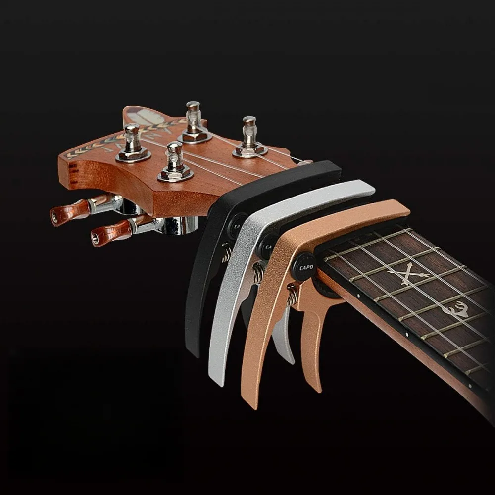 1 Pack Wood Grain Guitar Capo, Spring Quick Change Capo for Acoustic Electric Folk Guitar, Lightweight Metal Tone Adjustment Clamp for 6 String Guitar Players