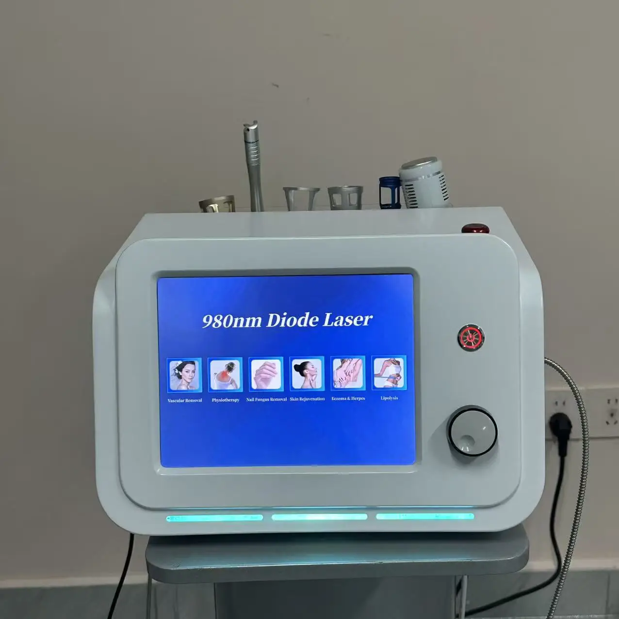 

60W High Power 6in1 980nm Diode Laser Device Vascular Spider Varicose Vein Removal Fat Dissolution Treatment Fungi Physiotherapy