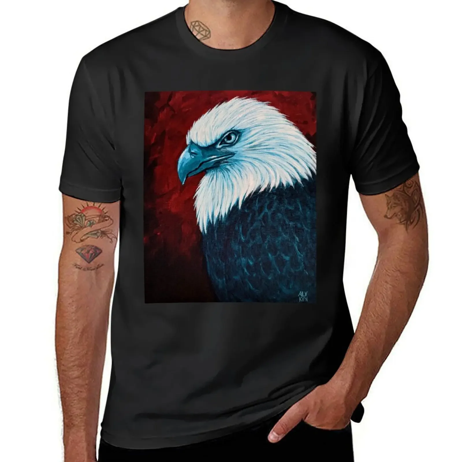 Teal Eagle Acrylic Painting T-Shirt oversized cute clothes custom t shirt T-shirt men