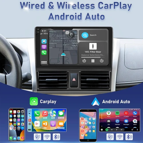 Imagen 2 del producto Radio para Auto JIUYIN de 10.1"" con Android 15 para Toyota Yaris Vios 2014-2018, CarPlay Inalámbrico, Estéreo para Auto, Reproductor Multimedia con GPS