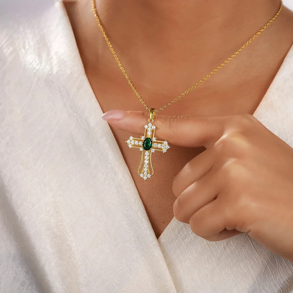 

Cross Pendant Necklace for Women Girls Simplicity and Versatile Zircon Unique Design Cross Chain 2024 New Trend Jewelry Fashion