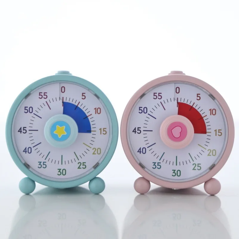 3.5in Visual Timer Metal Shell Kids Study Countdown Clock 1 Hour Time Manager Pink Blue Plastic Back Cover for Homework Class