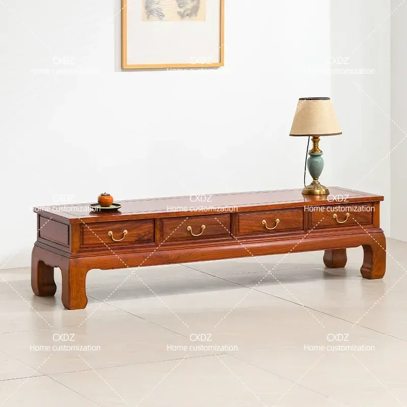 Hedgehog Red Sandalwood TV Cabinet Chinese Style Low Solid Wood Living Room Storage Rosewood Audio Visual Floor Cabinet for