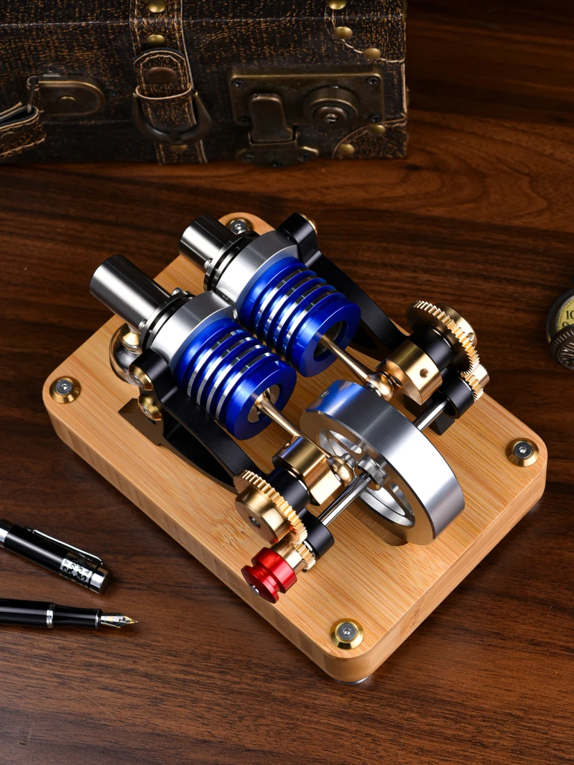 

A-type Twin Cylinder Twin Piston Stirling Engine Science and Education Physics Experiment Model Toy for Adults