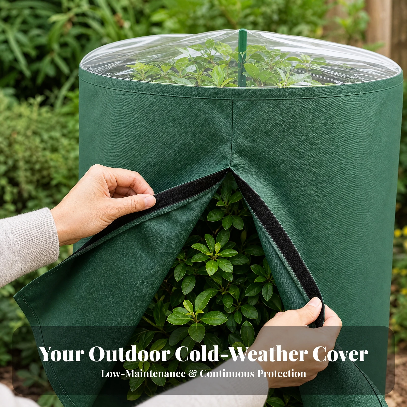 Cylindrical Plant Frost Cover Breathable Plant Frost Cover with Support Poles Easy to Install Windproof for Gardeners