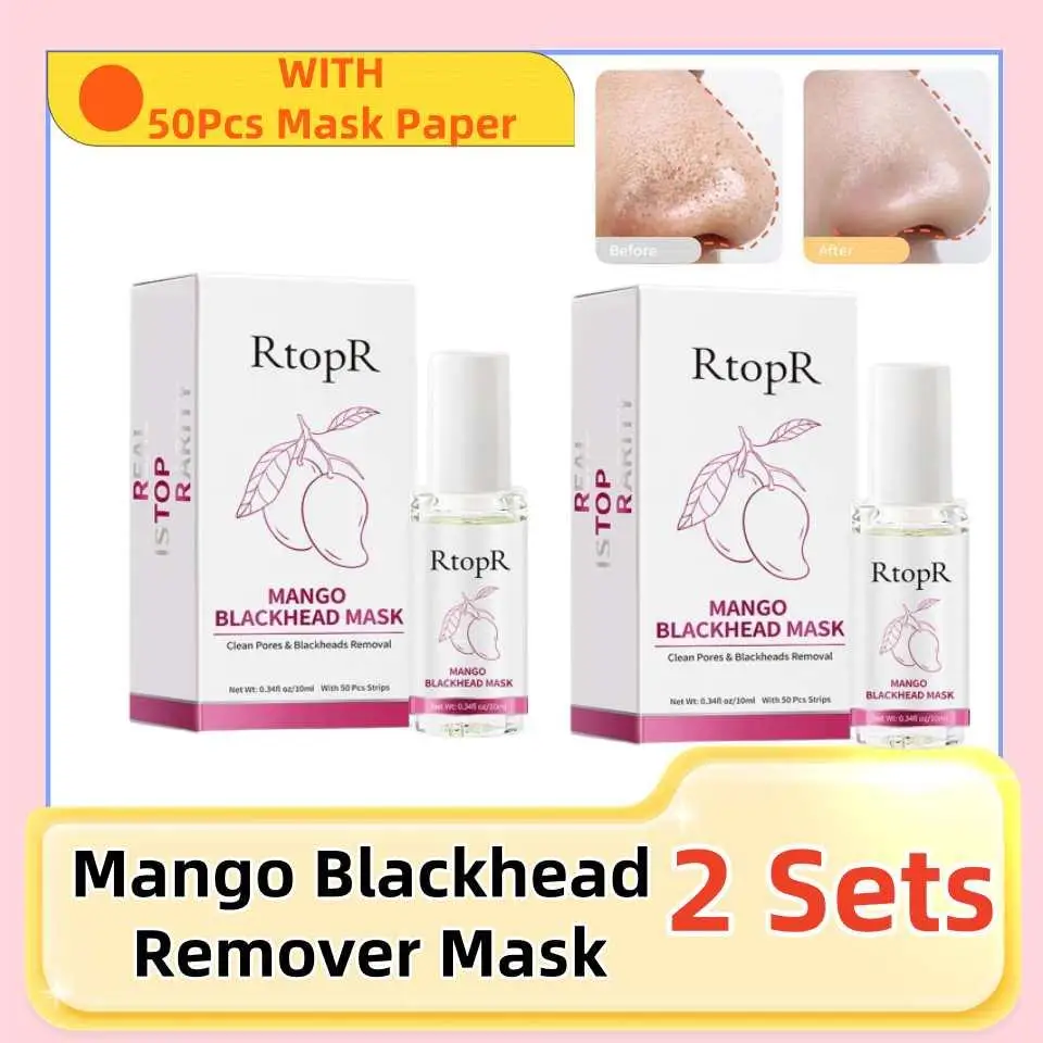 

2Sets Mango Blackhead Remover Mask Deep Cleans Pores Acne Treatment Serum Peeling Off Face Mask Blackheads Essence