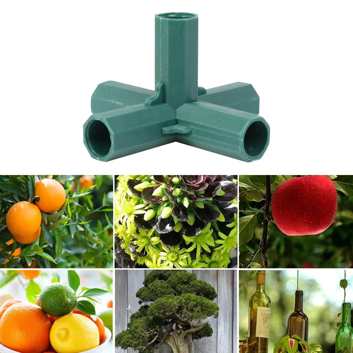 8Pcs Garden Brace Parts Stable Nylon Connective Bottom Brackets Small Bottom Brackets for Garden Brace Tube 16Mm Dark Green DIY