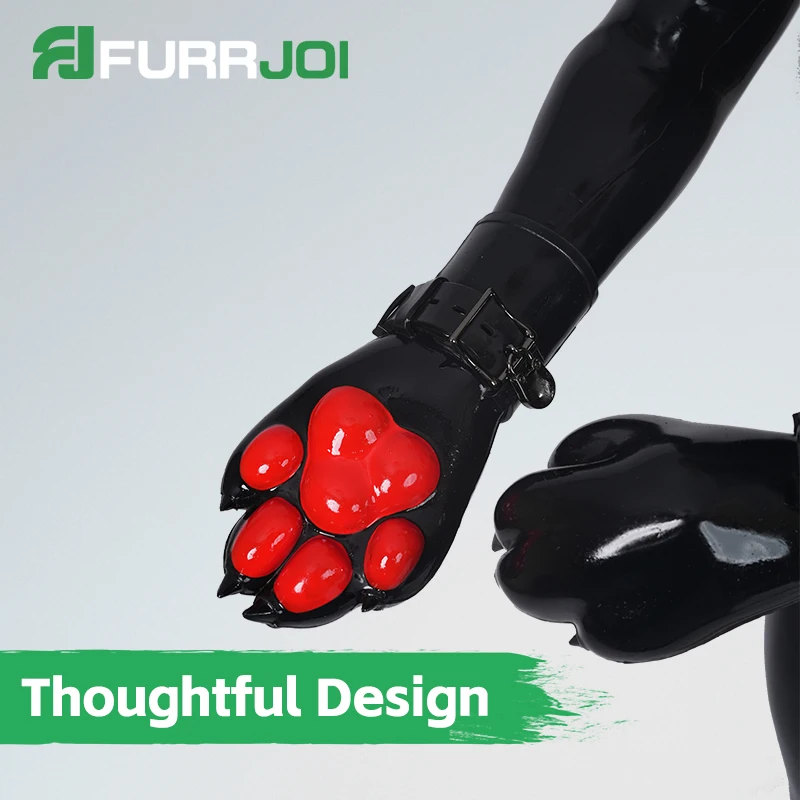 Furrjoi سيليكون قبضة قفازات الكلب مخلب فروي الوثن تأثيري اللون مخصص المتاحة جرو اللعب هالوين ملابس تنكرية للحفلات