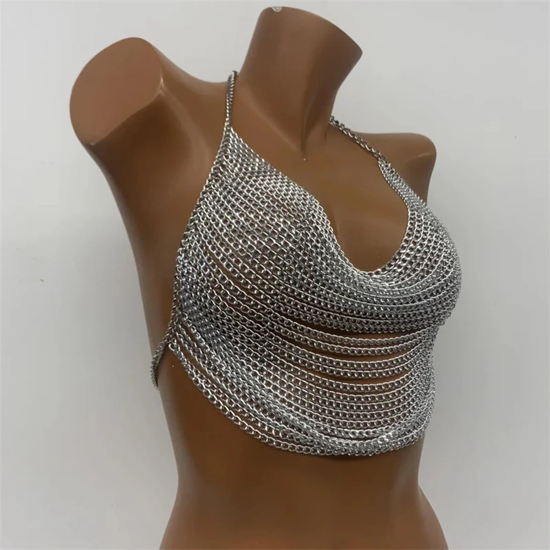 Festival-Schmuck Musikfestival Party Nachtclub Kleidung Damen Quasten-Tanktop Sexy Rückenfreies Ausgeschnittenes Crop-Top Y2K Körperkette – Detail 3