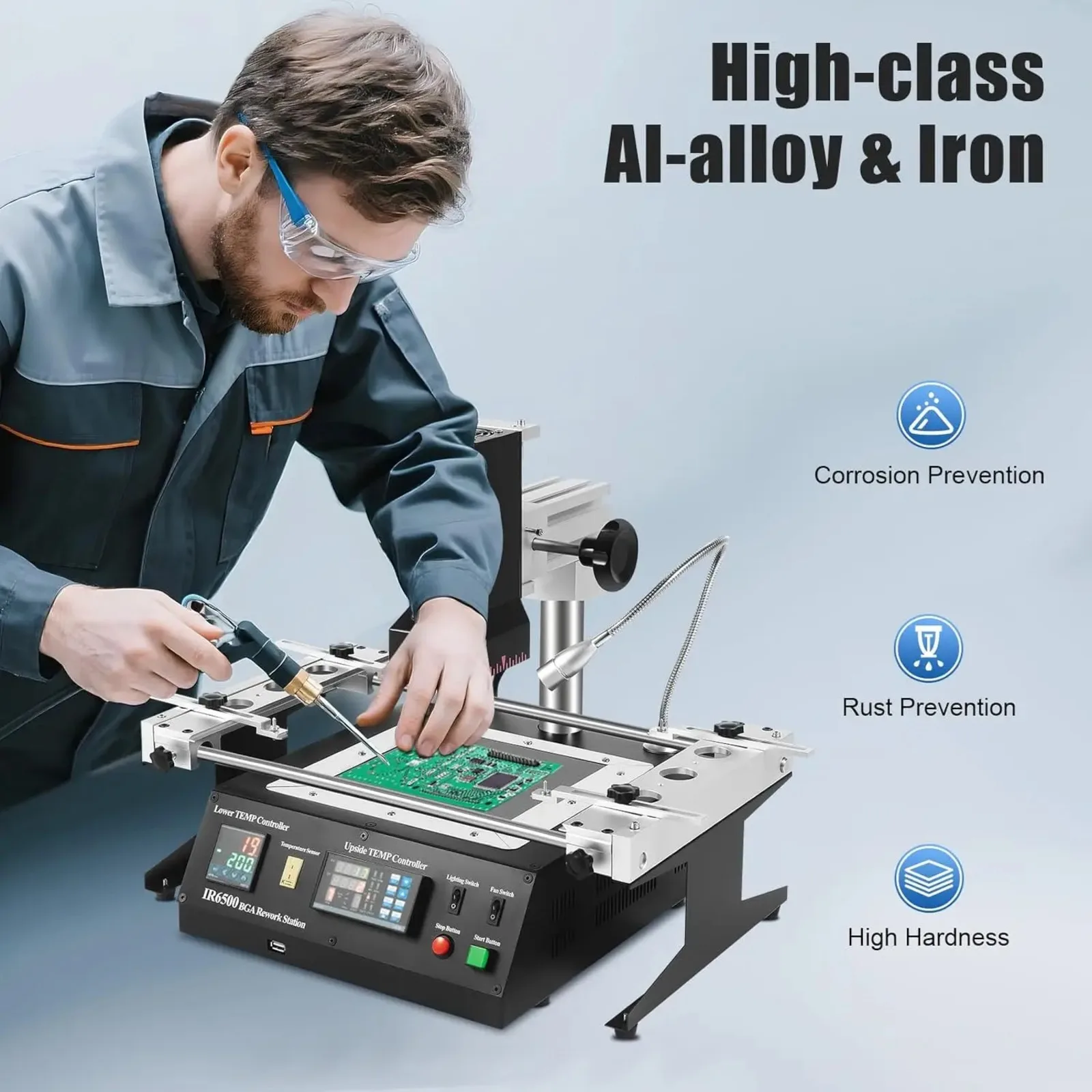 آلة إعادة صياغة محطة إعادة العمل IR6500 BGA لمحطات لحام BGA PBGA CSP متعددة الطبقات EMI IR6500