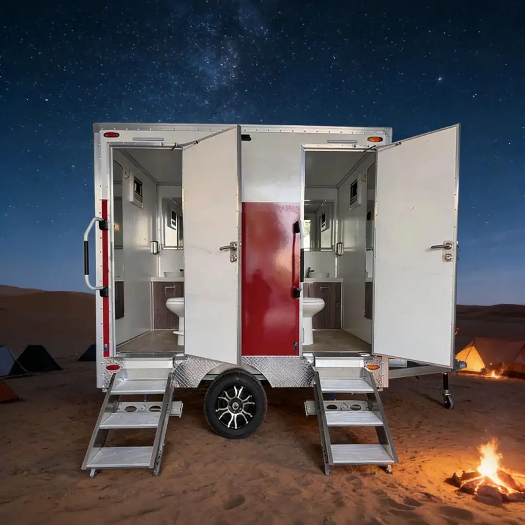 Outdoor Lightweight Fiberglass Mobile Restroom Cabin with Shower Sink for Public Use Portable Toilets with Shower