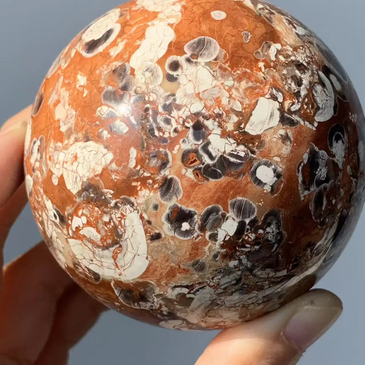 Natural money agate balls, quartz crystal orange, ore, polished balls, mineral spiritual healing