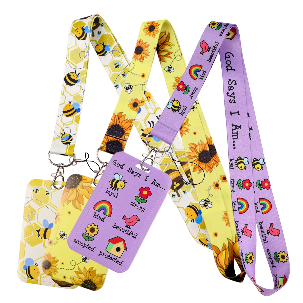 

Bee and Sunflower Lanyards for Keys Neck Strap ID Card Phone Straps Badge Holder Hang Rope Keychain Accessories Gifts for Friend