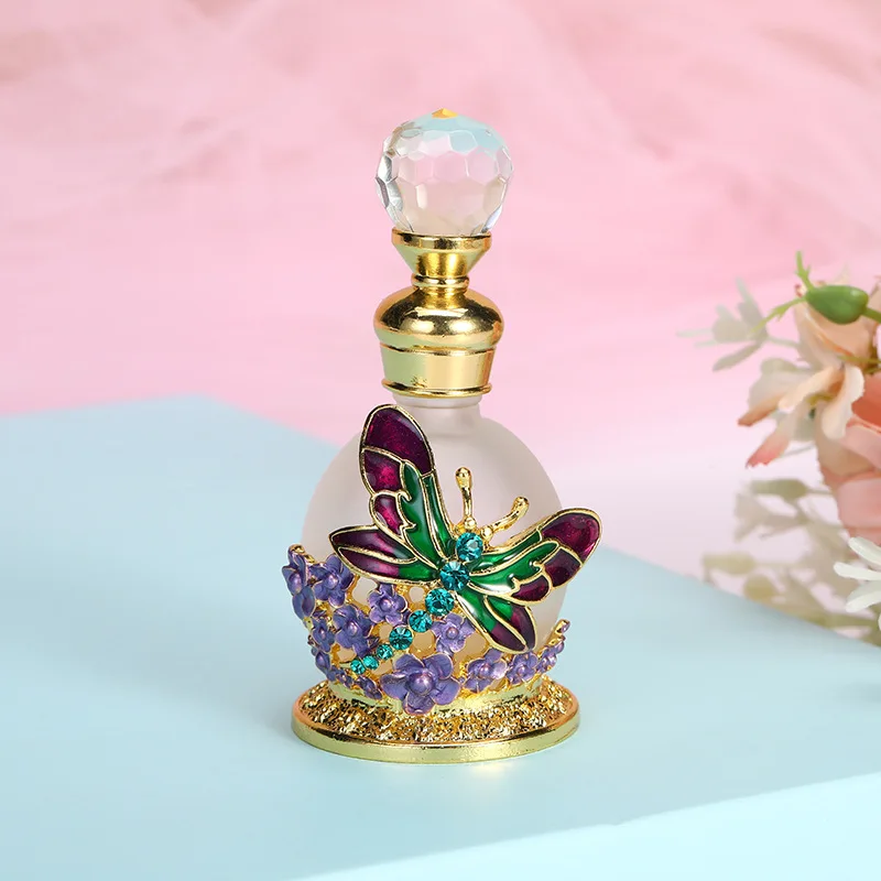 15ml Dragon Butterfly Metal Refillable Perfume Bottle Attar Oil Fragrance Glass Bottle Gift Party Favors Home Decor