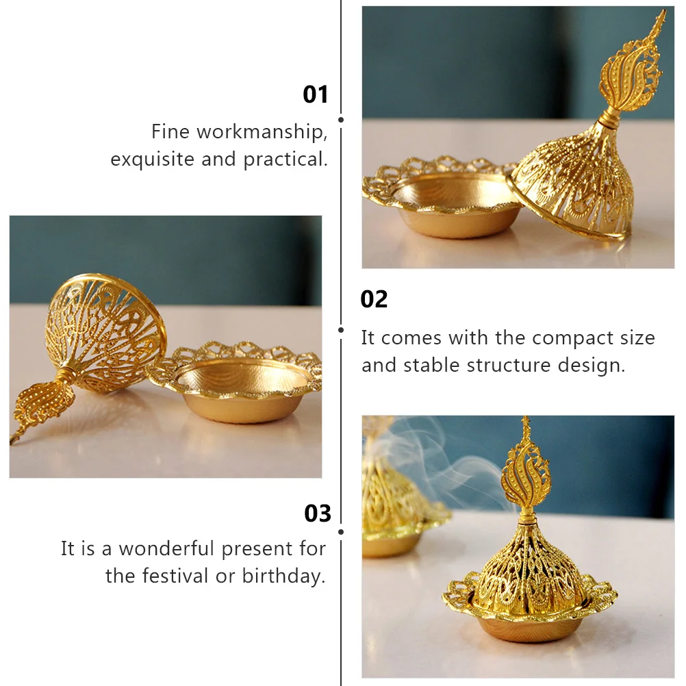 

1Pcs Metal Incense Burner Decorative Censer Holder for Home Office Desktop Use Creative Iron Craft Adornment Indoor Censer