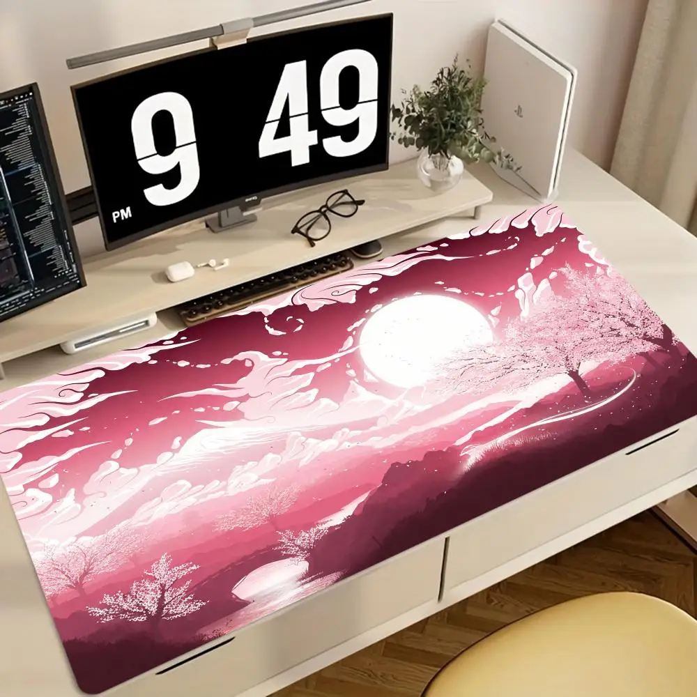 

XXL Large Size Pink Gaming Mouse Pad, Pink Cherry Blossom Scenery Themed Mouse Pad, Gaming Accessories, Laptop Desk Mat